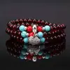 Pulsera de Imitación de Granate Estilo Étnico 6 mm Multicapa Pulsera de Cristal Pixiu Multicapa Suministro de Vendedor Ambulante Producto de Nicho de Lujo Ligero