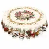 Mantel redondo navideño más vendido de Temu transfronterizo con estampados de alta definición de Papá Noel y muñecos de nieve, decoración festiva de mesa, en stock