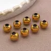 Contas Redondas Vazadas de Aço Inoxidável com Furos Retos, Contas de Posicionamento Pele de Aço, Contas com Furo Passante, Contas para Cordão de Couro, Acessórios para Joias Artesanais DIY
