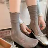 Calcetines de Encaje Youjiaxiu para Mujer Primavera y Verano Estilo Ballet Calcetines de Malla Hueca con Pelo Calcetines Lolita de Media Pantorrilla