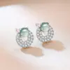 Venta Caliente en Xiaohongshu Material Natural Peligroso Jade Azul Agua Forma de Huevo Pequeño Aretes de Tachuela Chapados en Plata 925 Aguja Aretes de Moda Pequeños Frescos