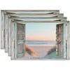 Nuevos manteles cuadrados de limón de playa oceánica de verano transfronterizos de Amazon para mesas de cocina y comedor, manteles impresos suministrados directamente por el fabricante