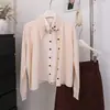 Suéter de Dos Piezas Bloque de Color Retro de Alta Inteligencia Estilo Hong Kong Feiyuan Nuevo Artículo de Moda Otoño e Invierno Cárdigan para Viajar Manga Corta