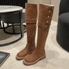 2024 Botas Western Dobráveis de Dupla Utilização Retro com Solado Grosso Botas Novas para Outono e Inverno Salto Grosso Botas Acima do Joelho Botas de Cavaleiro