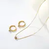 Moda Europea y Americana Transfronteriza Exquisito Set de Joyería Francés Elegante Forma de Corazón Pendientes y Collar de Acero Inoxidable Dorado de 18K