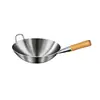 Wok de Acero Inoxidable 304 con Doble Asa, Olla de Cocina de una Sola Asa, Ampliado y Engrosado, Sin Recubrimiento, para Uso Comercial en Comedores, Venta al Por Mayor