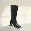 Nuevas Botas Largas de Cuero para Mujer Otoño e Invierno, Botas Largas Versátiles, Cremallera Trasera a la Moda, Tacones Altos Retro Marrones