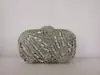 Bolsas de Festa Bordadas com Diamantes Transfronteiriças Prontas para Envio, Bolsas de Diamante com Caixa Rígida de Metal Vazado, Vestidos de Banquete de Comércio Exterior