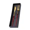 Cuchillo, Tenedor y Cuchara de Acero Inoxidable, Juego de Cubiertos de Cuatro Piezas en Caja de Regalo, Pulido Espejo, Lujo Ligero, Estilo Vintage
