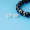 Plata de Ley S925 Vintage Desgastado Flor de Melocotón Separadores Cruz Grande Agujero Cuentas de Plata Pulsera DIY Accesorios de Plata