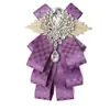 Banquete de Bodas para Hombre de Gama Alta Estilo Británico Lazo Flor de Pedrería Cuello Florido Corbata de Lazo Traje Formal Cuello Flotante Profesional Flor