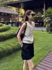 Top Colete Colete Polo Fresco Azul Marinho de Linho Lyocell Tencel para Mulheres Camisa Polo de Verão para Mulheres Verão
