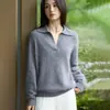 Nuevo Suéter Base Suave Cálido de Color Sólido Cepillado de Manga Larga para Mujer con Cuello de Solapa de Lana Pura para Otoño/Invierno 2026