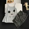 Dulce y elegante conjunto de pijama de camisola de modal de princesa para niñas, ropa de casa de verano para niñas pequeñas y niños mayores
