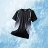 Camiseta de seda gelada de manga curta para verão masculina, esportes fitness secagem rápida respirável fina solta elástica gola redonda top