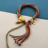 Pulsera de Hilo de Algodón de Xizang Pulsera de Thangka de Doble Cara Wuye Manjushri Pulsera del Santo Patrón de los Doce Zodiacos Pulsera Trenzada de Thangka