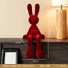 Coelho Sentado Aveludado Luxo Acessível Decoração de Arte Artesanato em Resina Armário de Vinho de Alto Padrão Decorações de Mesa para Sala de TV Sala de Estar