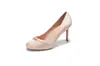 6313-2 Zapatos de Tacón Alto de Satín con Lazo, Tacón Fino, Punta Redonda, Boca Baja Zapatos de una Sola Pieza, Elegantes y con Estilo para el Trabajo de Mujer