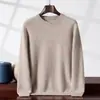 Suéter masculino de cashmere com gola redonda, fio duplo de sete agulhas, espessado, outono e inverno, novo estilo, suéter pulôver de malha mesclada, solto, tamanho plus size