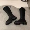 Botas Femininas de Solado Grosso e Salto Grosso 2025 Novas Outono e Inverno Botas de Cavaleiro Altas Acima do Joelho Botas de Cano Largo para Pernas Grossas
