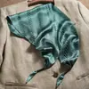 Pañuelo Triangular de Encaje Floral Estilo Francés para Mujer, Estilo Pastoral, Tocado con Lazo Negro para la Cintura, Turbante Vintage, Bufanda de Seda para Protección Solar