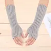 Guantes Largos de Lana para Otoño e Invierno Transfronterizos para Hombres y Mujeres, Mangas Falsas, Mangas de Brazo Calientes Europeas y Americanas de Medio Dedo sin Dedos, Guantes de Punto, Color