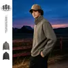SANHOMME marca de moda outdoor de alta qualidade silhueta simples retrô jaqueta solta com gola alta e zíper parcial para homens e mulheres 6053