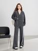 Conjunto de Suéter Tejido para Mujer, Moda Otoño e Invierno Transfronteriza Estilo Nuevo Cardigan, Chaleco, Abrigo de Longitud Media, Pantalones de Pierna Ancha Conjunto de Tres Piezas