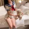 Divertido Disfraz de Marinero Jk Lencería Sexy Estilo Colegiala Sexy con Cordones Uniforme Atractivo con Cordones Huecos Tentación