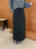 Falda Midi de Punto Elástica en la Cintura con Cordón de Lana y Acetato para Mujer Otoño Invierno Estilo Coreano de Cintura Alta Falda Recta Adelgazante