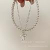 Pulsera de Perlas con Lazo Estilo Francés Suave para Mujer, Lujo Ligero, Nicho, Exquisita, Doble Capa, Hilo de Mano, Joyería de Apilamiento de Gama Alta