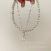 Pulsera de Perlas con Lazo Estilo Francés Suave para Mujer, Lujo Ligero, Nicho, Exquisita, Doble Capa, Hilo de Mano, Joyería de Apilamiento de Gama Alta