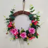 Guirlanda Redonda de Flores Artificiais Decoração Retro Parede de Fundo Pendurado Vinha Salgueiro Trançado Nórdico Quarto Porta Pendente Ornamento