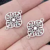 Aleación de plata antigua árbol de la vida flor conector doble hueco pieza de flor pequeña kit de materiales para accesorio de joyería hecho a mano DIY