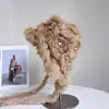 Chapéu de Malha de Pelo de Coelho Moda Quente Estilo Lei Feng para Mulheres, Novo Chapéu Loli Casual Versátil de Inverno, Chapéu à Prova de Frio com Proteção para Orelhas