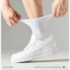 Calcetines Blancos para Hombre, con Planta de Toalla, Estilo Primavera y Otoño, Calcetines de Algodón de Caña Media, Absorbentes de Sudor, Calcetines Deportivos Largos Espesados para Hombre, Calcetines de Baloncesto