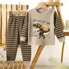 Roupa de Casa Outono e Inverno Conjunto de Pijama Infantil Algodão Puro Roupas de Outono e Calças Pijama de Algodão Pura Roupa de Casa para Meninos e Meninas Atacado