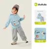 Conjunto de Inverno Dudu para Crianças com Forro de Fleece para Meninos, Roupa Quente de Duas Peças para Meninas, Roupas e Calças Espessadas para Bebês e Crianças