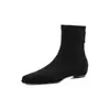 Botines de moda elásticos ajustados estilo británico de 3,5 cm, nuevos para otoño e invierno 2026, con punta cuadrada, suela plana y cremallera trasera para mujer