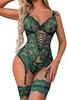 Lencería Sexy Europea y Americana de Venta Caliente de Verano de Amazon, Atractivo Conjunto Sexy de Encaje Transparente Espalda Descubierta Profundo en V para Mujeres