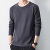Playera de Manga Larga para Hombre Otoño e Invierno Ajustada Cuello Redondo Terciopelo de Doble Cara Cálida Camiseta Base para Hombre Top Grueso con Forro Polar