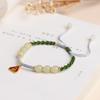 Pulseira de Contas da Sorte de Jade Hetian para Mulheres, Design Nicho Estilo Chinês, Pulseira de Amizade Vintage Personalizada Trançada à Mão