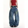 Jeans Estilo Retro Americano con Graffiti para Hombres y Mujeres, Nuevos Pantalones Anchos Curvos Sueltos de Otoño e Invierno para Parejas