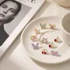 Aretes de acero de titanio con bola retorcida estilo coreano y mariposa micro pavimentada con circonita, multicolor, puño de oreja de nudo de mariposa, broquel para lóbulo