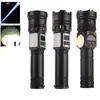 Linterna de Doble Fuente de Luz Luz Fuerte Flash Blanco Haz Amplio Cob Luz de Inundación Carga USB Pantalla Digital Zoom Magnética Luz de Inspección para Exteriores