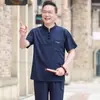 Conjunto de Ropa de Verano para Papá, Hombres de Mediana Edad y Mayores, Camiseta de Manga Corta, Traje Tang, Nuevo Modelo 2026 del Abuelo, Moda Nacional Estilo Chino