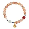 Pulseira de Ágata Fonte de Sal Natural para Mulheres, Pulseira de Pérolas Vermelhas do Sul, Pulseira de Contas de Ágata Estilo Chinês Fresco Atacado