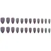 Uñas Portátiles Morado Noche Oscura con Láser Intermitente Estilo Europeo y Americano Puntas de Uña Puntiagudas Modelo Más Vendido de Comercio Exterior 24 Piezas de Uñas Postizas