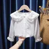Camisa Timo para niñas 2026 nuevo otoño fina blanca cárdigan estilo coreano casual manga larga top elegante