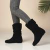 Botas Médias Femininas Outono e Inverno Novas Botas Curtas Pretas Brancas Altura Interna Botas de Boca Larga Femininas Botas Femininas Martins